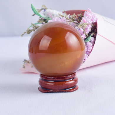 40mm Carnelian Sphere Quartz Crystal Ball With Wood Base