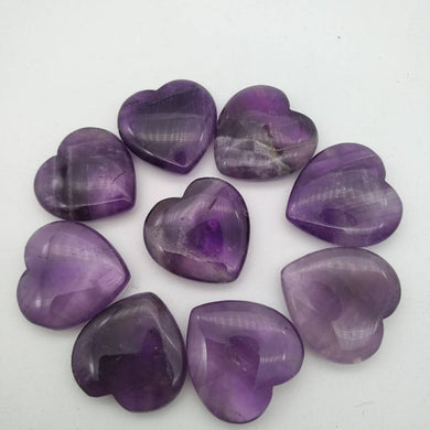 Palm Size AMETHYST Crystal Heart Stone