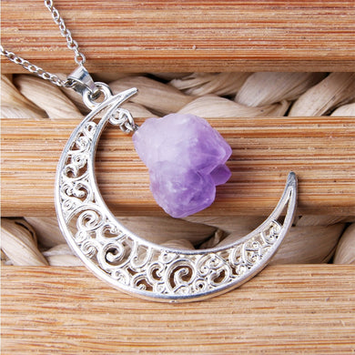 Reach For The Moon!  Amethysts Crescent Moon Pendant