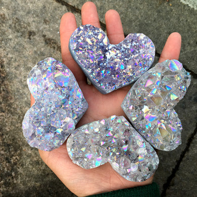 Geode Titanium Rainbow Heart Shaped Healing Crystals ( 1 PC )