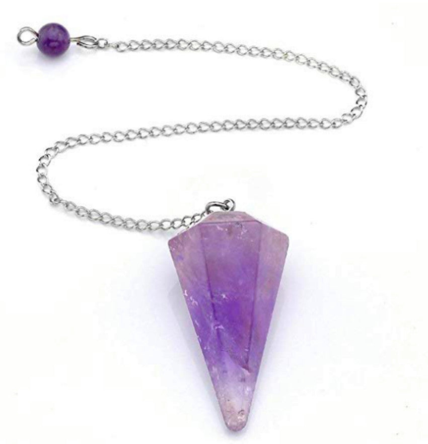 Silver Chain Natural Amethysts Pendulum