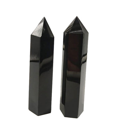 Black Onxy Crystal Point Hexagonal Wand