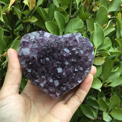 Natural Raw Amethyst Cluster Heart Quartz