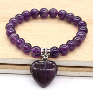 Romantic Heart Silver Plated Amethysts Bracelet