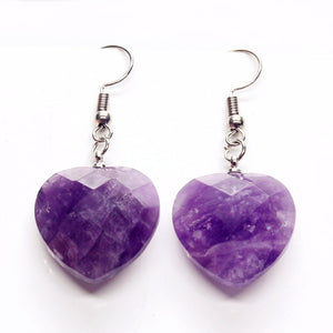 Gorgeous Purple Amethysts Love Heart Earrings (Silver Plated)