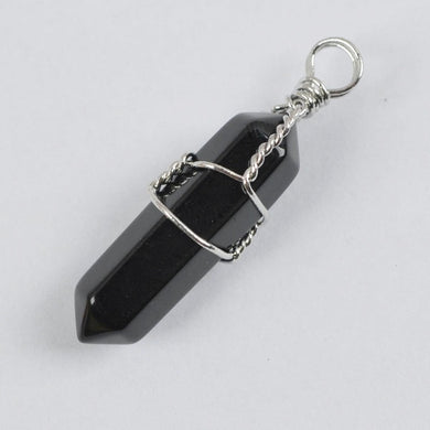 Natural Black Agate Quartz Lucky Point Pendulum