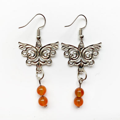 Carnelian Butterfly Drop Earrings