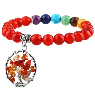 Carnelian 7 Chakra Beads Bracelet Tree of Life