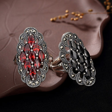 Restoring Ancient Ways -  Pomegranate and Black Sliver Rings