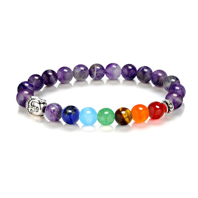 Amethyst 7 Chakra Buddha Charm Bracelets