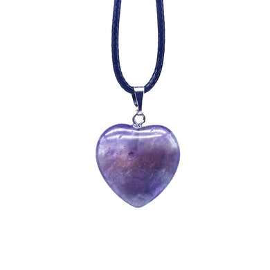 Sweetie Pie Amethyst Heart Pendants With Black Rope Necklace