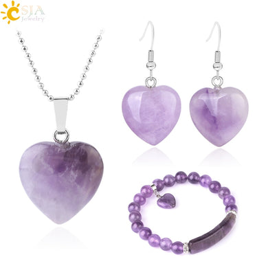 Natural Amethyst Love Jewelry Set