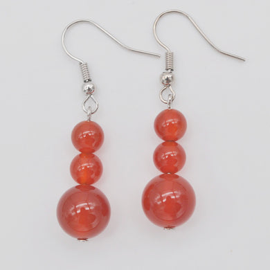 Red Carnelian Bead Stone Dangle Earrings