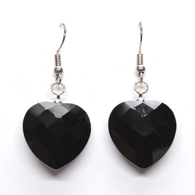 Black Agates Kraft-beads Silver Plated Love Heart Jewelry