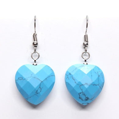 Blue Turquoises Kraft-beads Silver Plated  Love Heart Jewelry