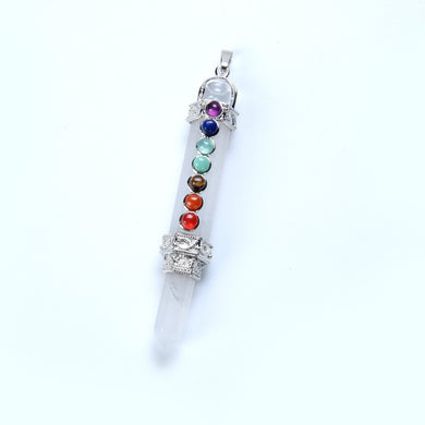 Pink Rose Quartz 7 Chakra Reiki Healing Pendulum & Mini Wand