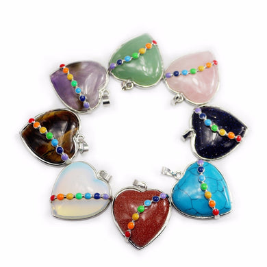 7 Chakra Heart Pendants  Quartz Stone