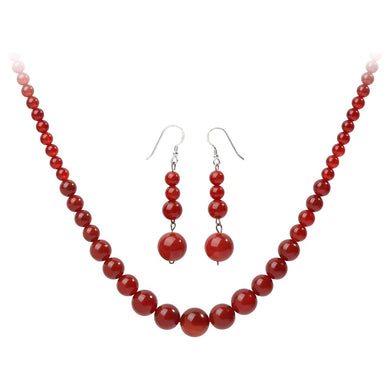 Carnelian Choker Necklace Dangle Earrings Set